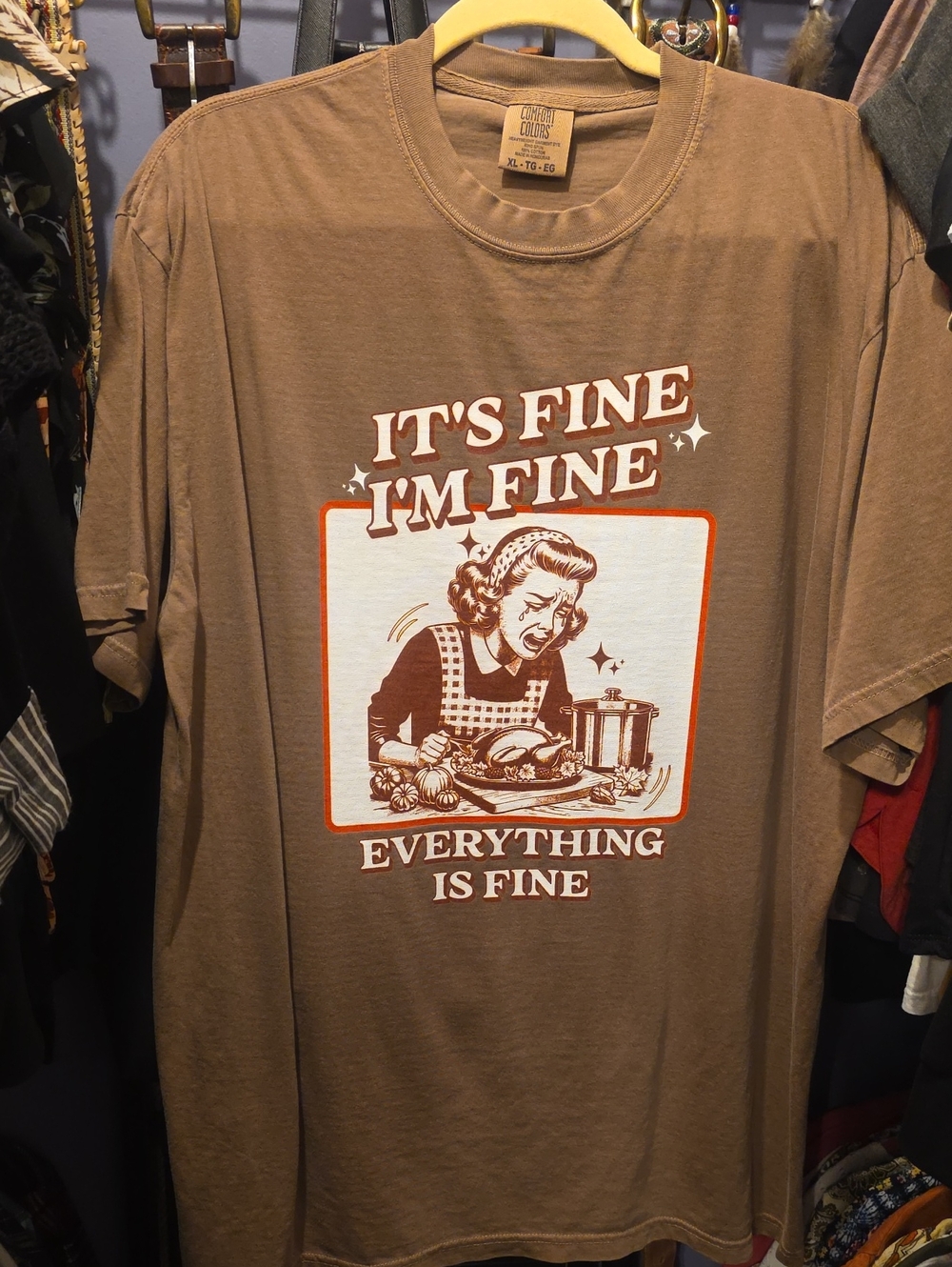 Graphic Tee "It's Fine I'm Fine" Brown T-Shirt